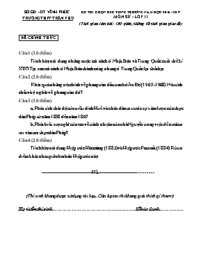 Đề thi chọn học sinh giỏi vòng trường môn Lịch sử Lớp 11 - Năm học 2016-2017 - Trường THPT Trần Phú (Có đáp án)